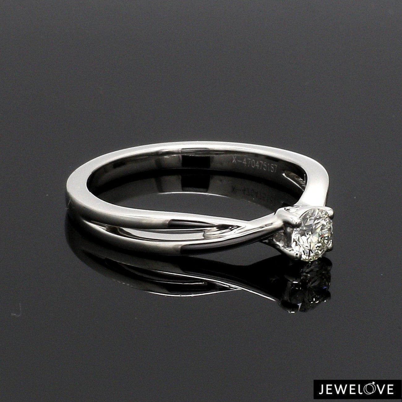 50-Pointer 4 Prong Platinum Solitaire Ring with a Twist JL PT 676-B