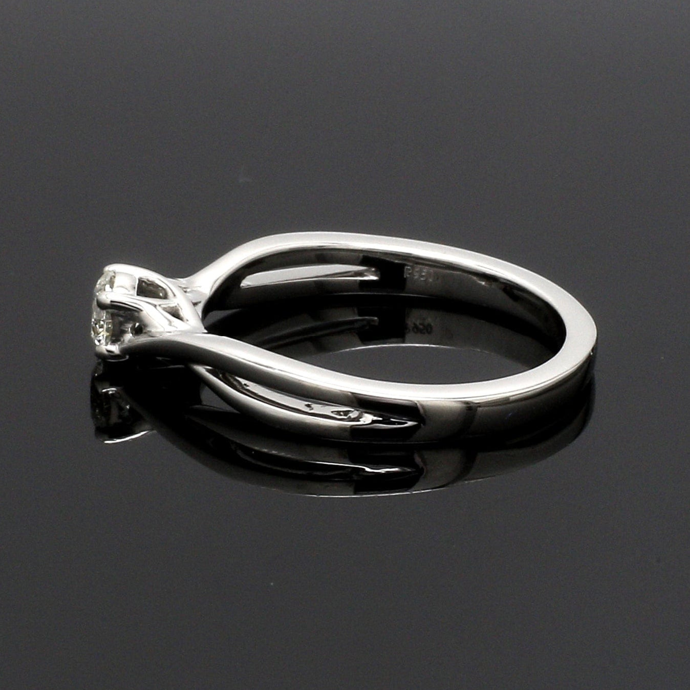 50-Pointer 4 Prong Platinum Solitaire Ring with a Twist JL PT 676-B