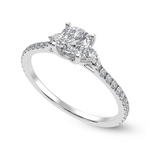 Load image into Gallery viewer, 50-Pointer Cushion Cut Solitaire Diamond Accents Shank Platinum Ring JL PT 1241-A
