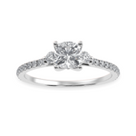 Load image into Gallery viewer, 50-Pointer Cushion Cut Solitaire Diamond Accents Shank Platinum Ring JL PT 1241-A
