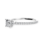 Load image into Gallery viewer, 30-Pointer Cushion Cut Solitaire Diamond Accents Shank Platinum Ring JL PT 1241
