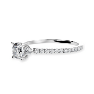 50-Pointer Cushion Cut Solitaire Diamond Accents Shank Platinum Ring JL PT 1241-A
