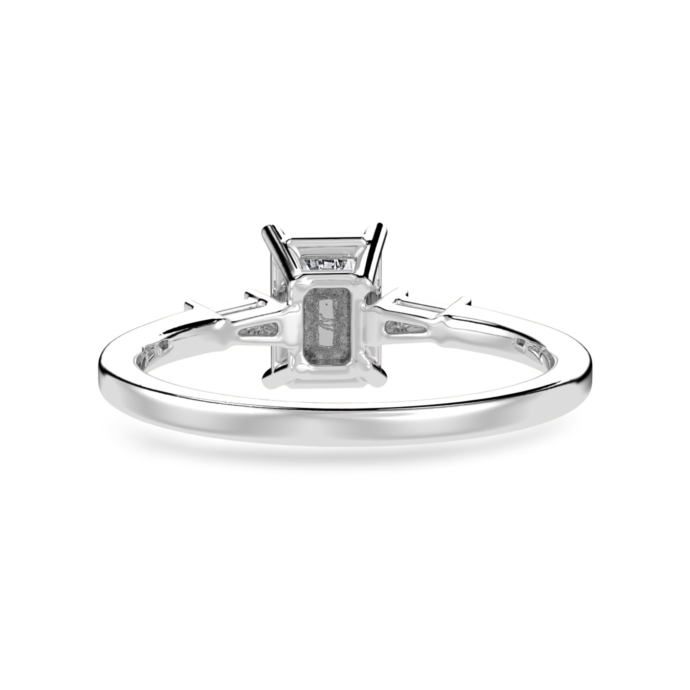 30-Pointer Emerald Cut Solitaire Baguette Diamond Accents Platinum Ring JL PT 1124