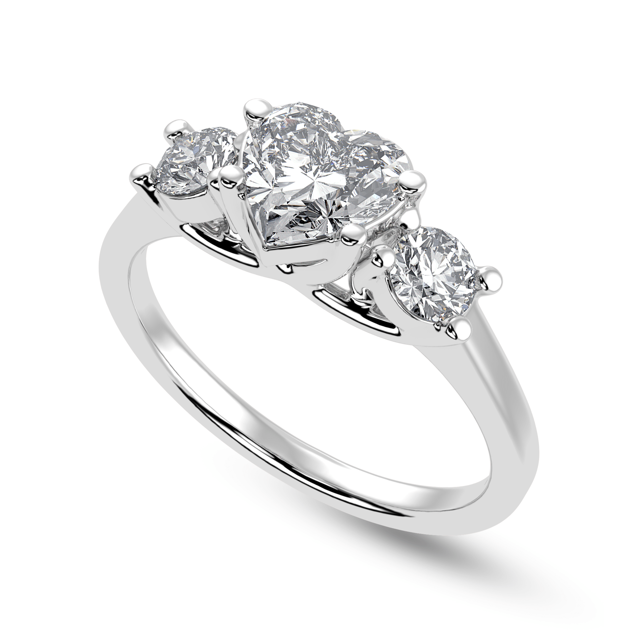 30-Pointer Heart Cut Solitaire Diamond Accents Platinum Ring JL PT 1233