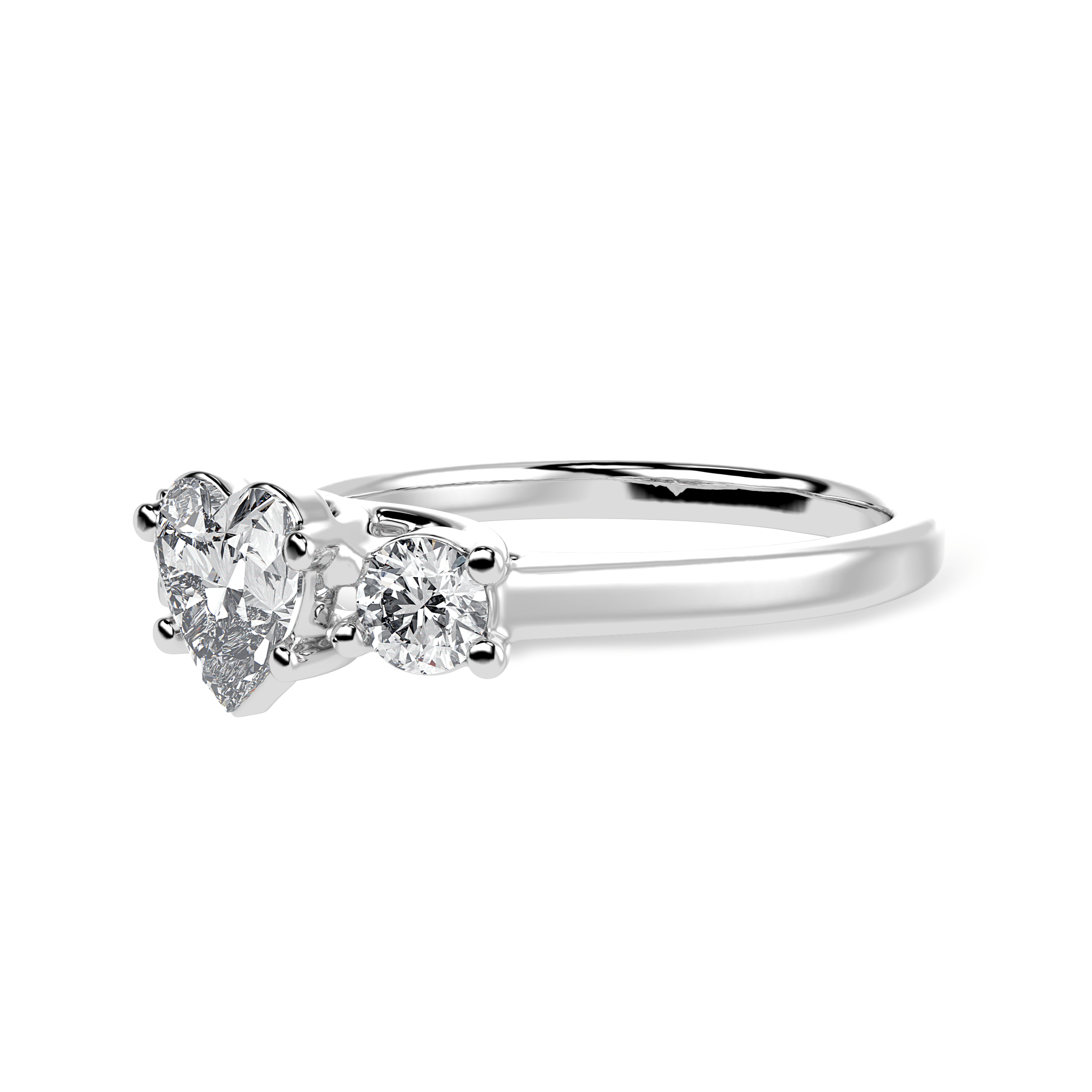 30-Pointer Heart Cut Solitaire Diamond Accents Platinum Ring JL PT 1233