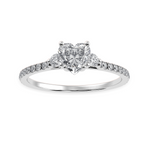 Load image into Gallery viewer, 70-Pointer Heart Cut Solitaire Diamond Accents Shank Platinum Ring JL PT 1243-B

