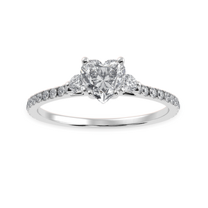 30-Pointer Heart Cut Solitaire Diamond Accents Shank Platinum Ring JL PT 1243