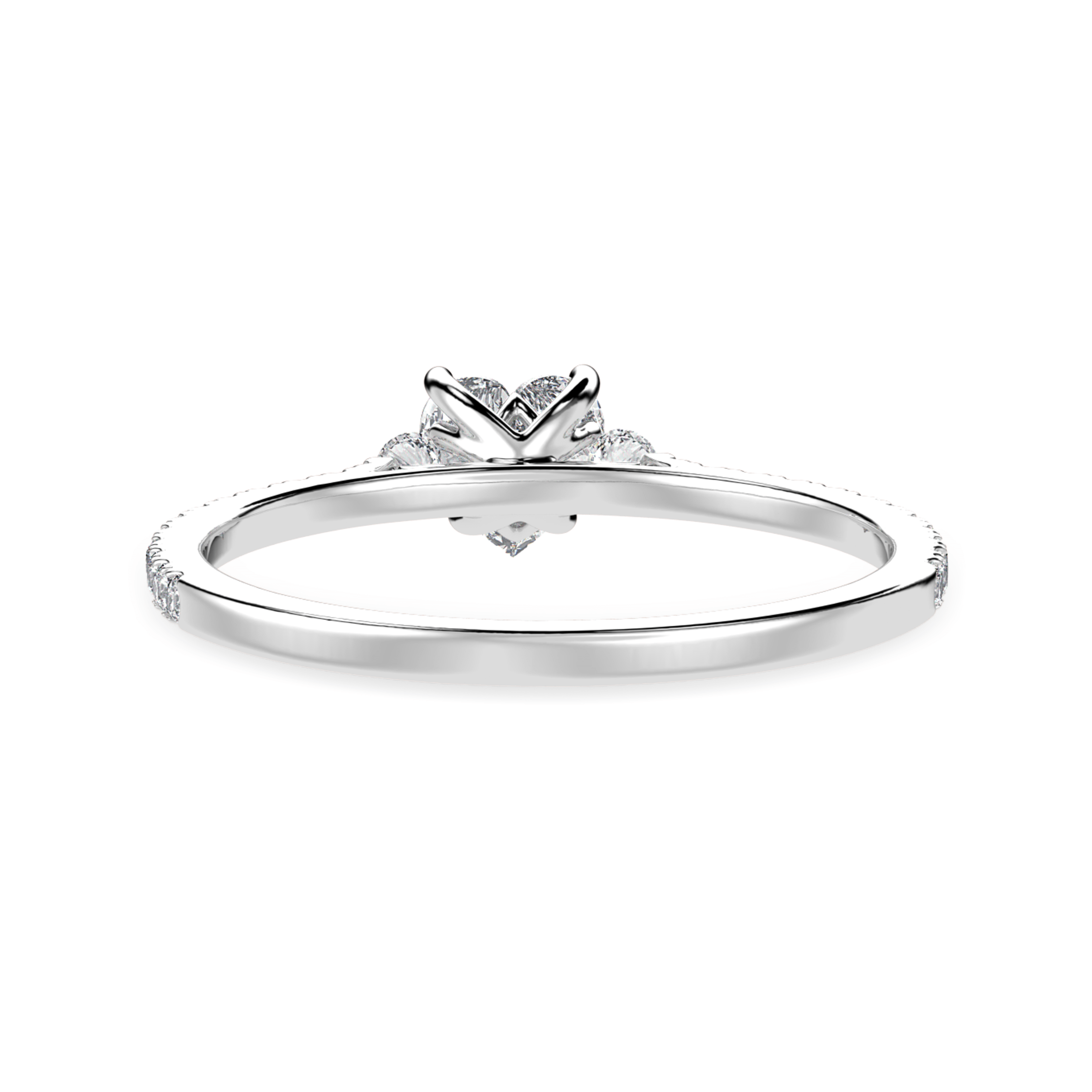 70-Pointer Heart Cut Solitaire Diamond Accents Shank Platinum Ring JL PT 1243-B