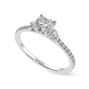 30-Pointer Heart Cut Solitaire Diamond Accents Shank Platinum Ring JL PT 1243