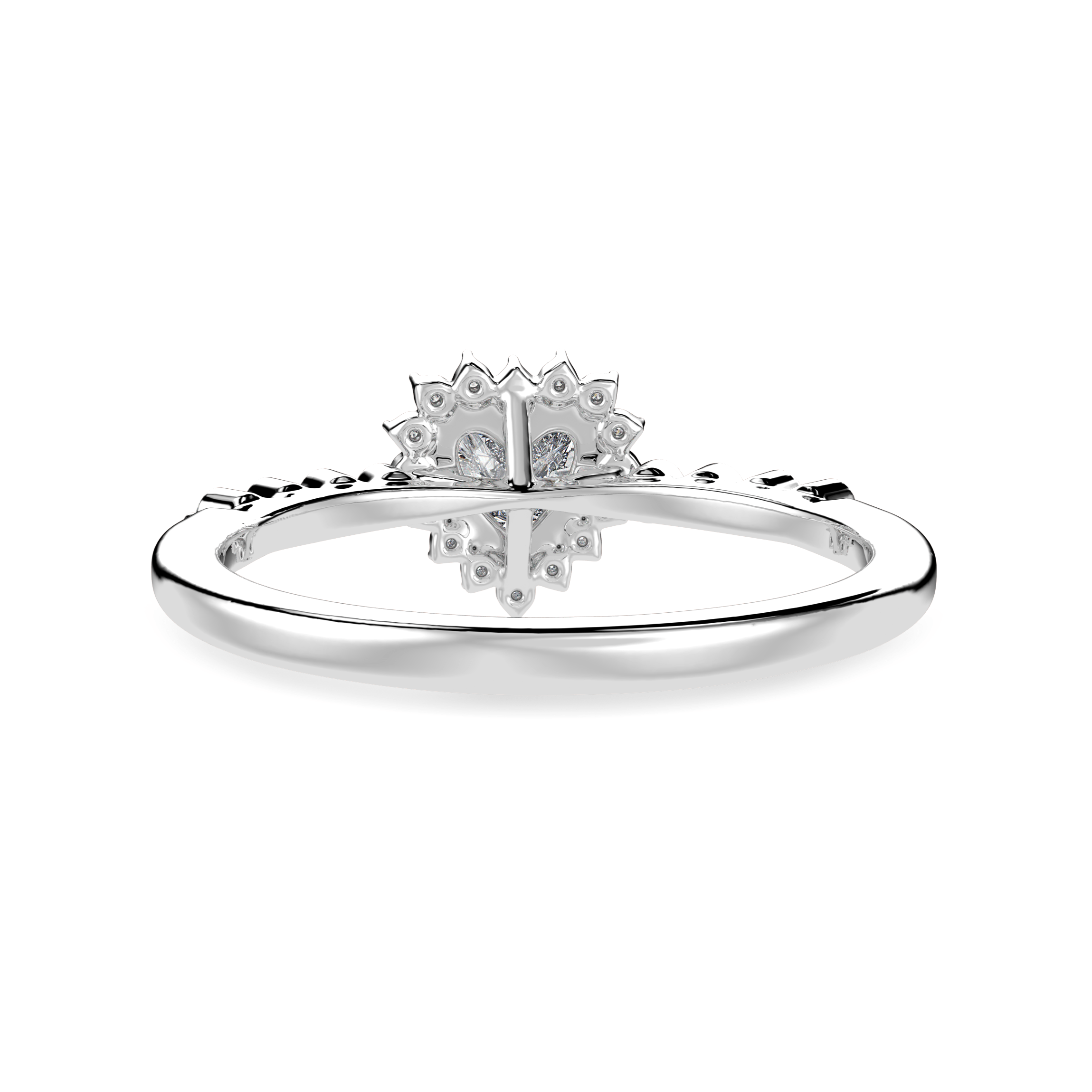 30-Pointer Heart Cut Solitaire Halo Diamond Shank Platinum Ring JL PT 1251