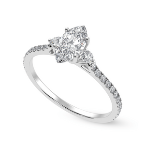 50-Pointer Marquise Cut Solitaire Diamond Accents Shank Platinum Ring JL PT 1246-A