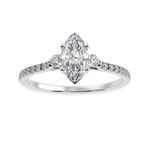 Load image into Gallery viewer, 50-Pointer Marquise Cut Solitaire Diamond Accents Shank Platinum Ring JL PT 1246-A

