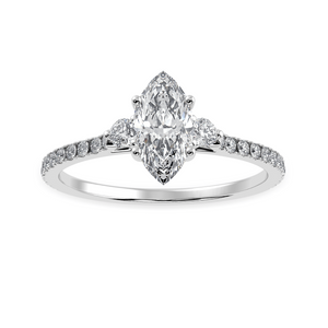 50-Pointer Marquise Cut Solitaire Diamond Accents Shank Platinum Ring JL PT 1246-A