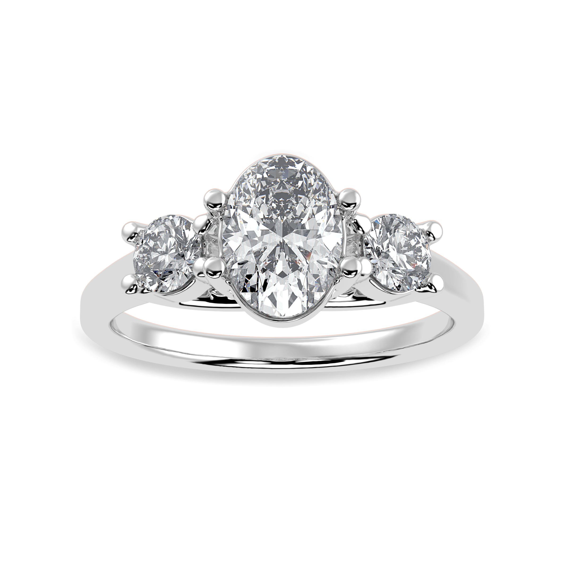 50-Pointer Oval Cut Solitaire Diamond Accents Platinum Ring JL PT 1234-A