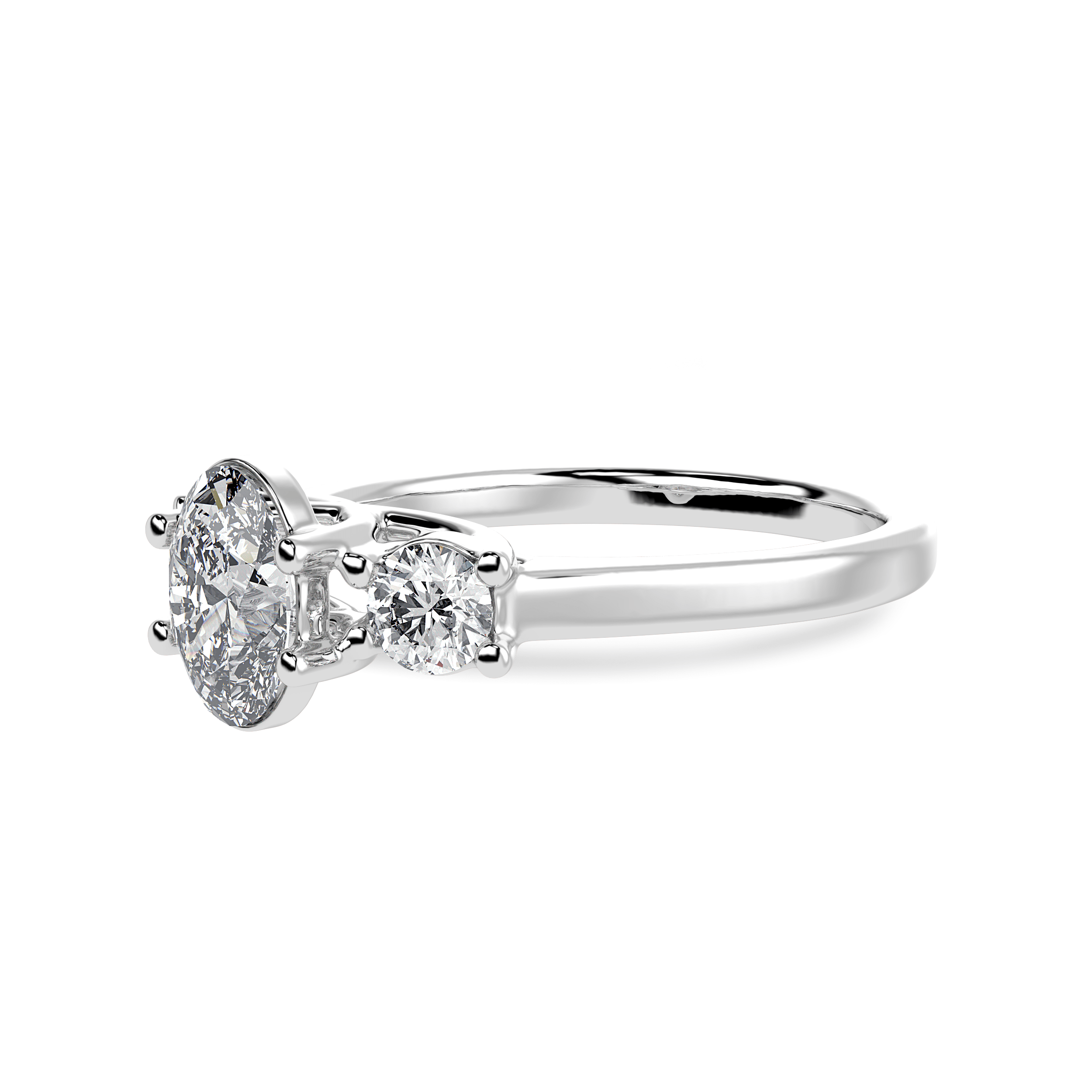 50-Pointer Oval Cut Solitaire Diamond Accents Platinum Ring JL PT 1234-A