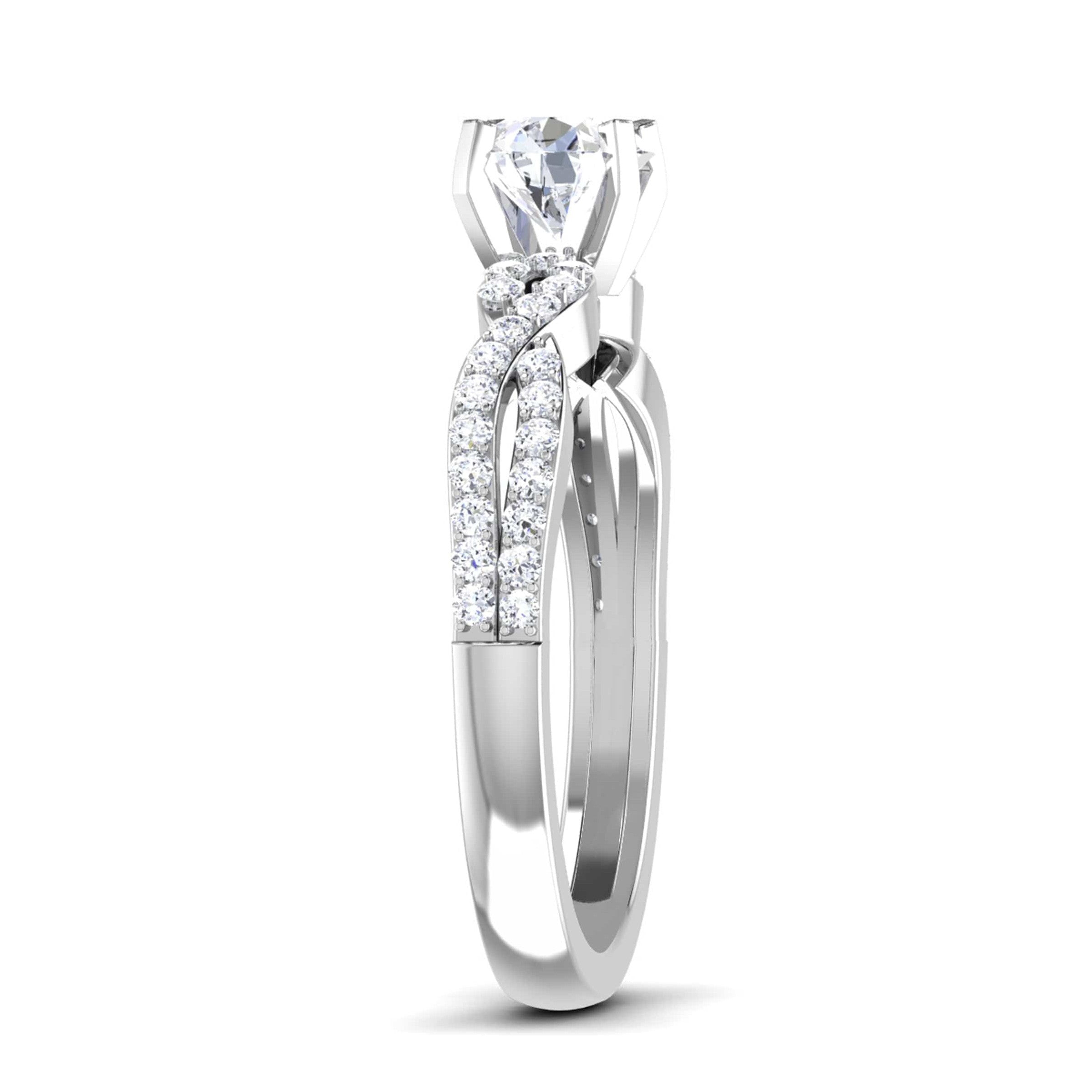 Designer 30 Pointer Platinum Double Shank Diamond Solitaire Engagement Ring JL PT 6994