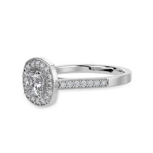 1-Carat Princess Cut Solitaire Halo Diamond Shank Platinum Ring JL PT 1331-C