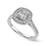 Load image into Gallery viewer, 30-Pointer Princess Cut Solitaire Halo Diamond Shank Platinum Ring JL PT 1331
