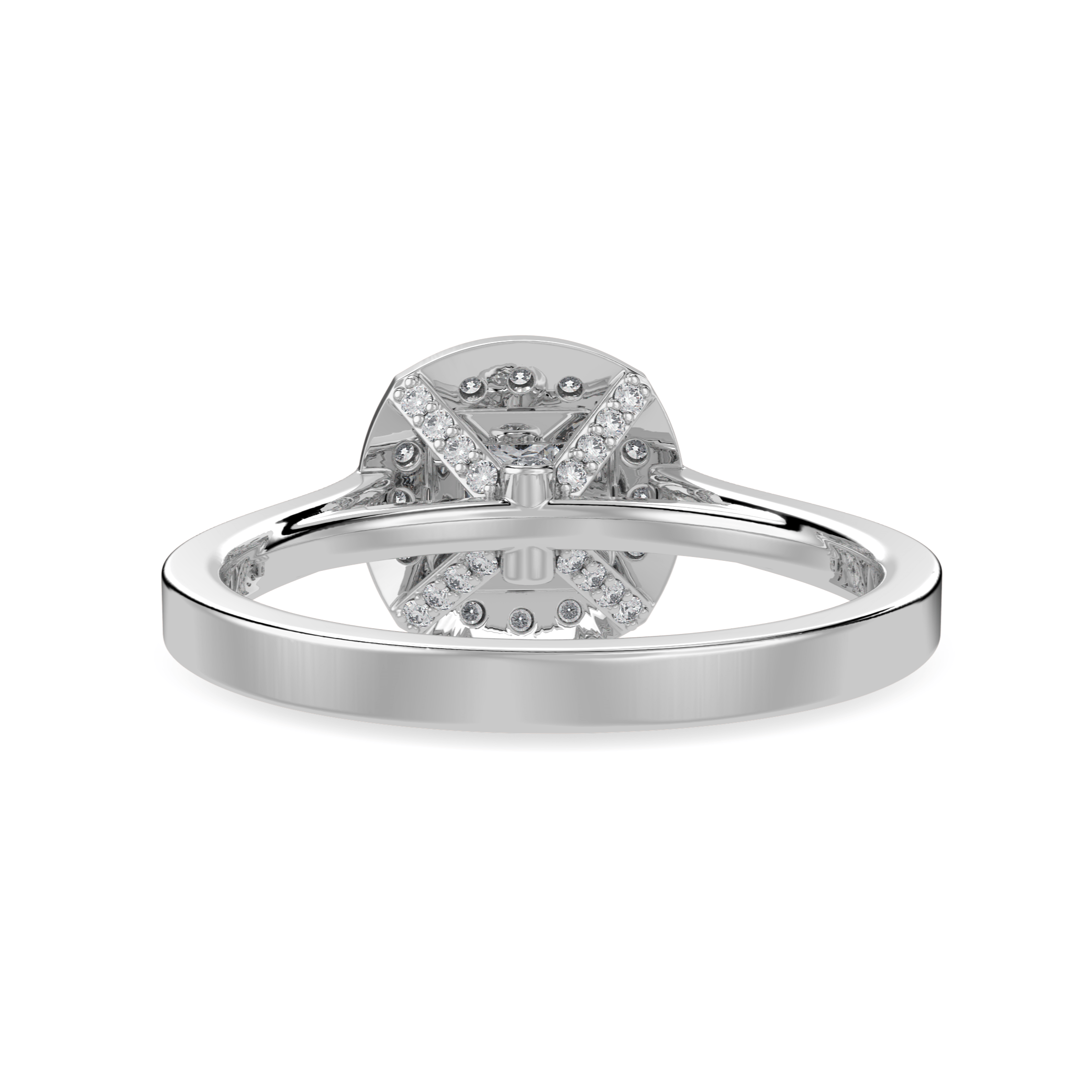 30-Pointer Princess Cut Solitaire Halo Diamond Shank Platinum Ring JL PT 1331