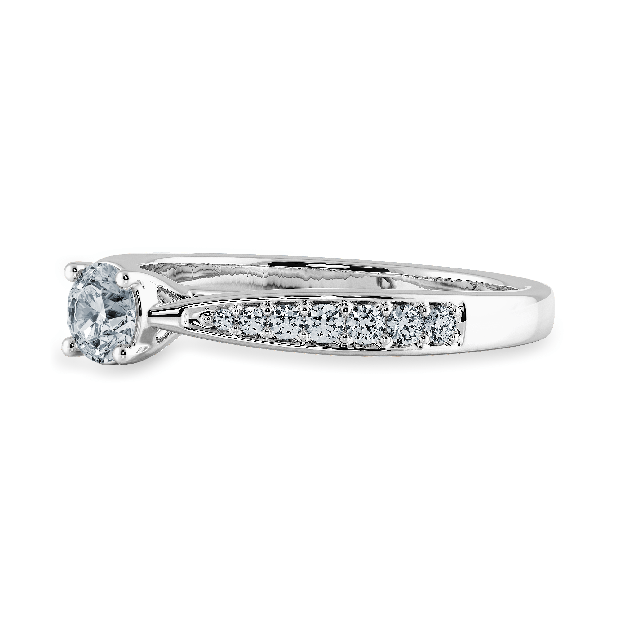 70-Pointer Princess Cut Solitaire Diamond Shank Platinum Ring JL PT 1285-B