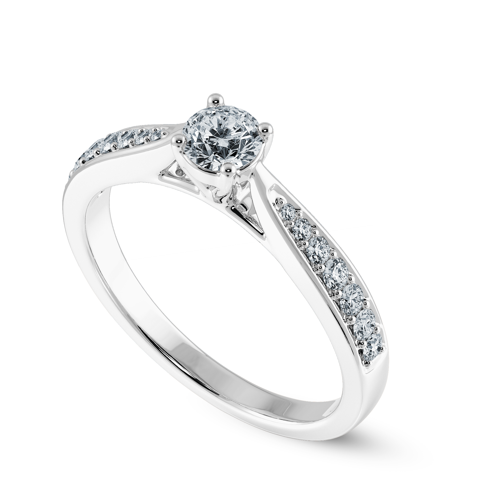 70-Pointer Princess Cut Solitaire Diamond Shank Platinum Ring JL PT 1285-B
