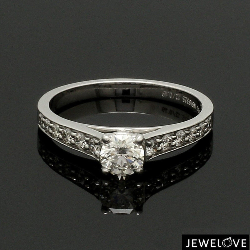 1-Carat Lab Grown Solitaire Diamond Shank Platinum Engagement Ring JL PT LG 1324