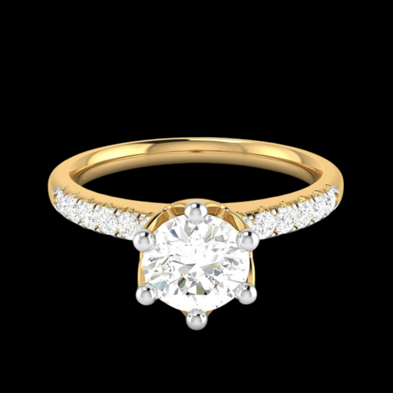 70-Pointer Lab Grown Solitaire Diamond Shank Yellow Gold Ring JL AU LG G 105Y-B