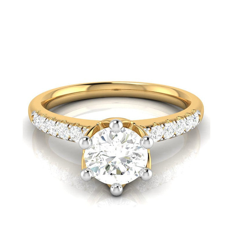 70-Pointer Lab Grown Solitaire Diamond Shank Yellow Gold Ring JL AU LG G 105Y-B