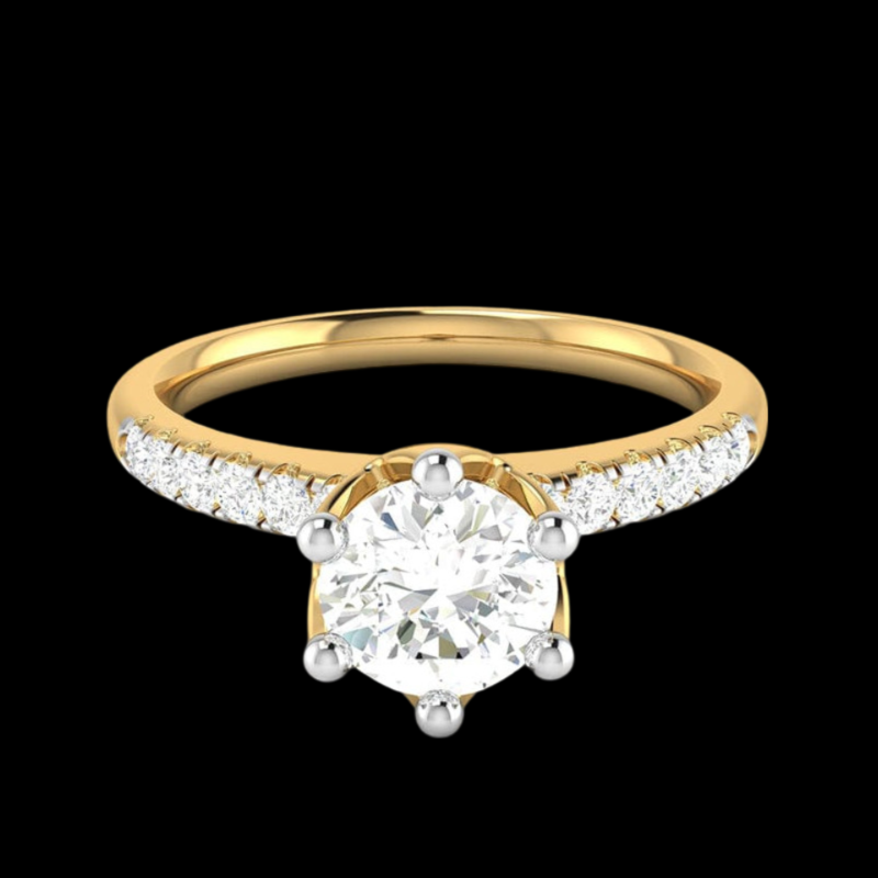 70-Pointer Solitaire Diamond Shank Yellow Gold Ring JL AU G 105Y-B
