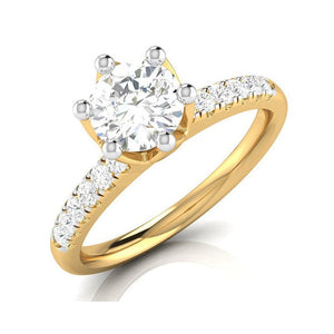 70-Pointer Lab Grown Solitaire Diamond Shank Yellow Gold Ring JL AU LG G 105Y-B