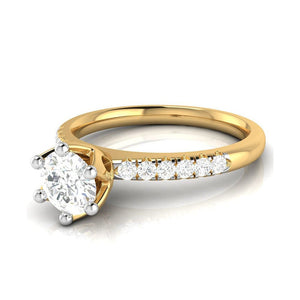 70-Pointer Lab Grown Solitaire Diamond Shank Yellow Gold Ring JL AU LG G 105Y-B