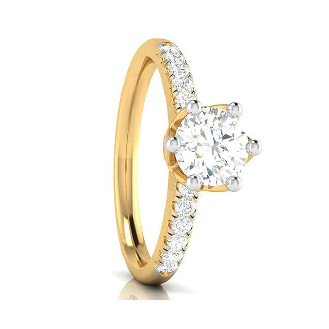 70-Pointer Lab Grown Solitaire Diamond Shank Yellow Gold Ring JL AU LG G 105Y-B