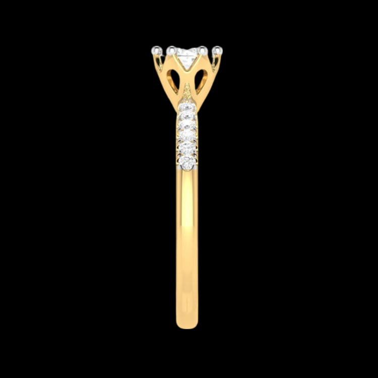 70-Pointer Solitaire Diamond Shank Yellow Gold Ring JL AU G 105Y-B