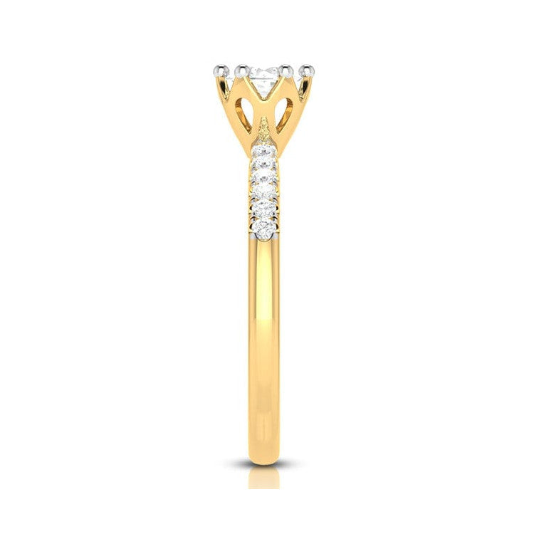70-Pointer Lab Grown Solitaire Diamond Shank Yellow Gold Ring JL AU LG G 105Y-B