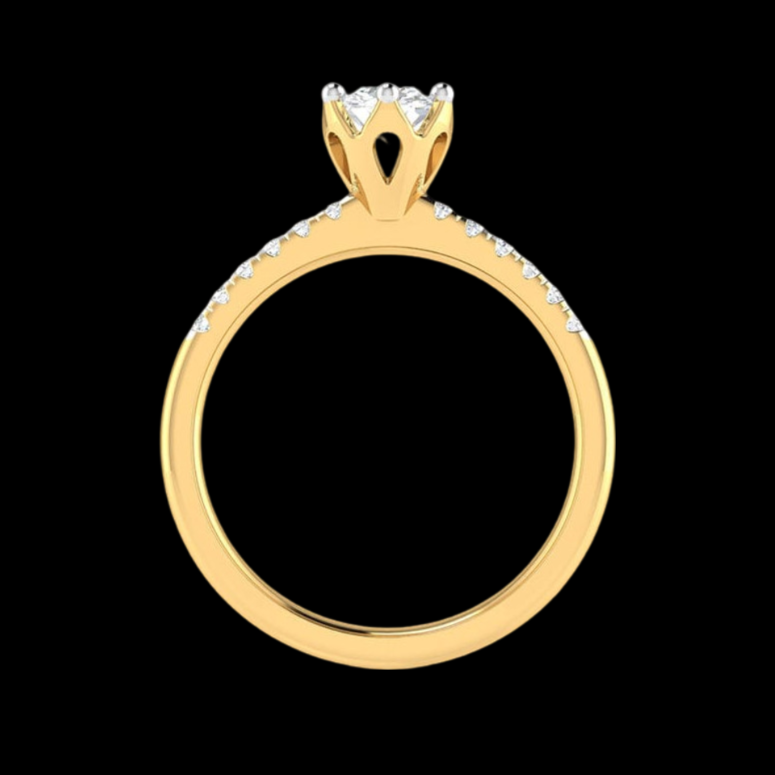 70-Pointer Solitaire Diamond Shank Yellow Gold Ring JL AU G 105Y-B
