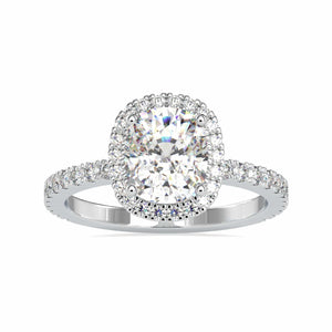 30-Pointer Solitaire Halo Diamond Shank Platinum Ring JL PT 0162