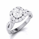 Load image into Gallery viewer, 1-Carat Solitaire Halo Diamond Twisted Shank Engagement Ring for Women JL PT G 101-C
