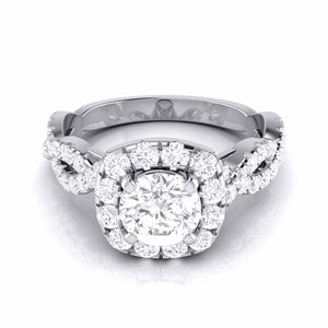 1-Carat Solitaire Halo Diamond Twisted Shank Engagement Ring for Women JL PT G 101-C