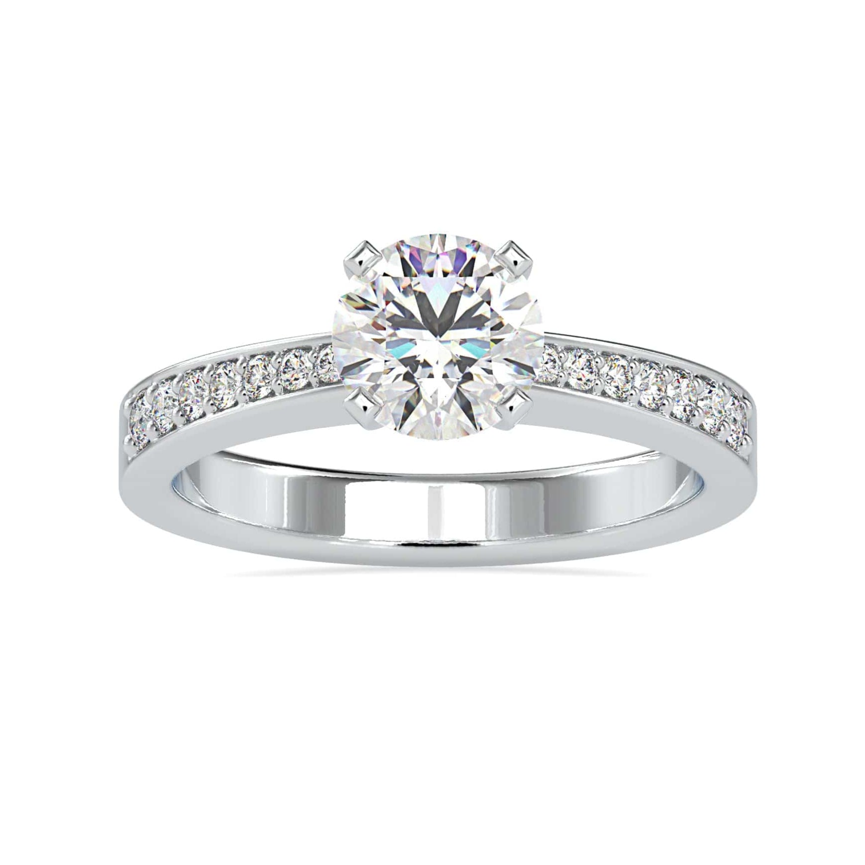 50-Pointer Solitaire Platinum Diamond Shank Ring JL PT 0166-A