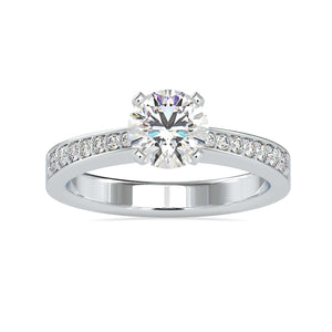 50-Pointer Solitaire Platinum Diamond Shank Ring JL PT 0166-A