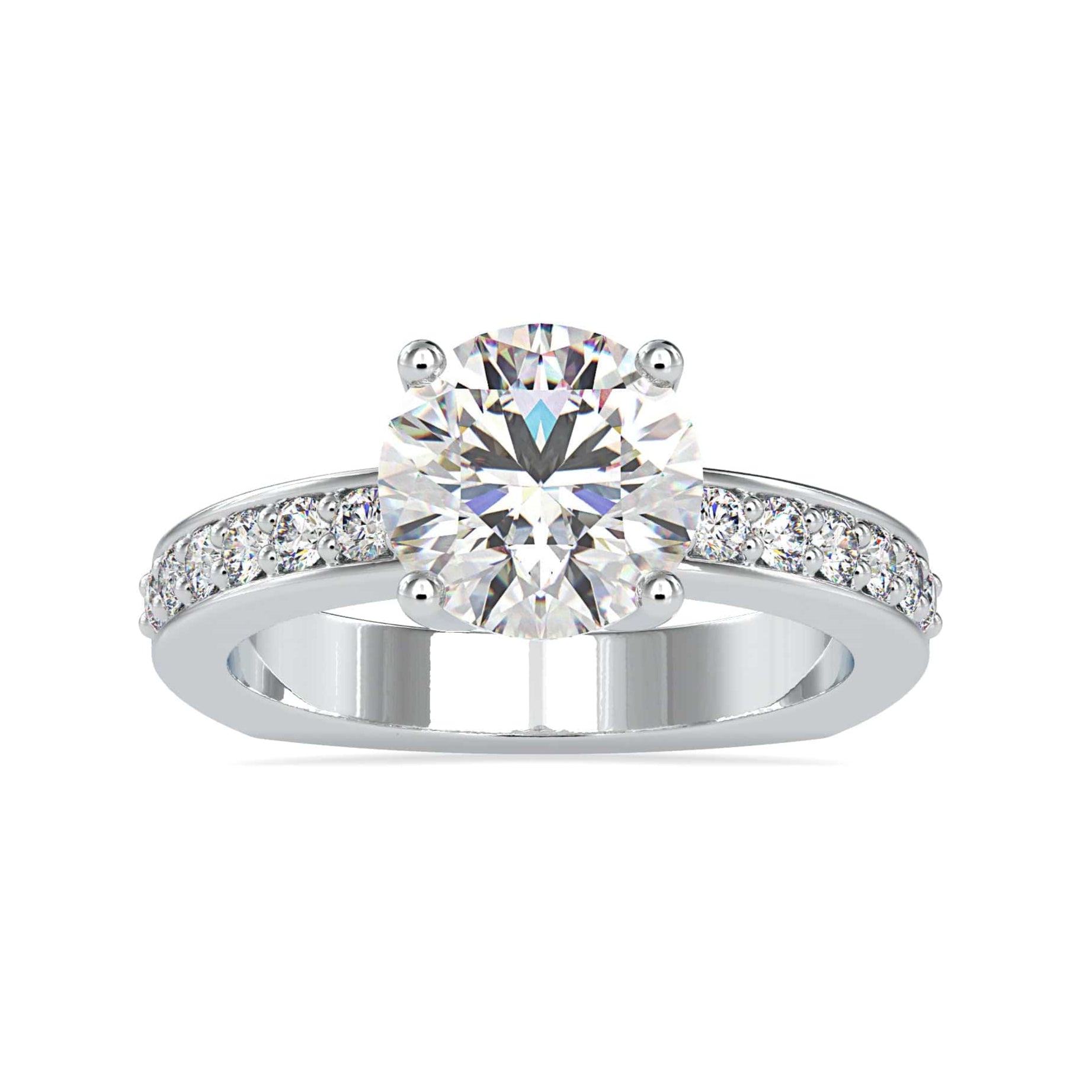 1-Carat Solitaire Platinum Diamond Shank Ring JL PT 0167-C