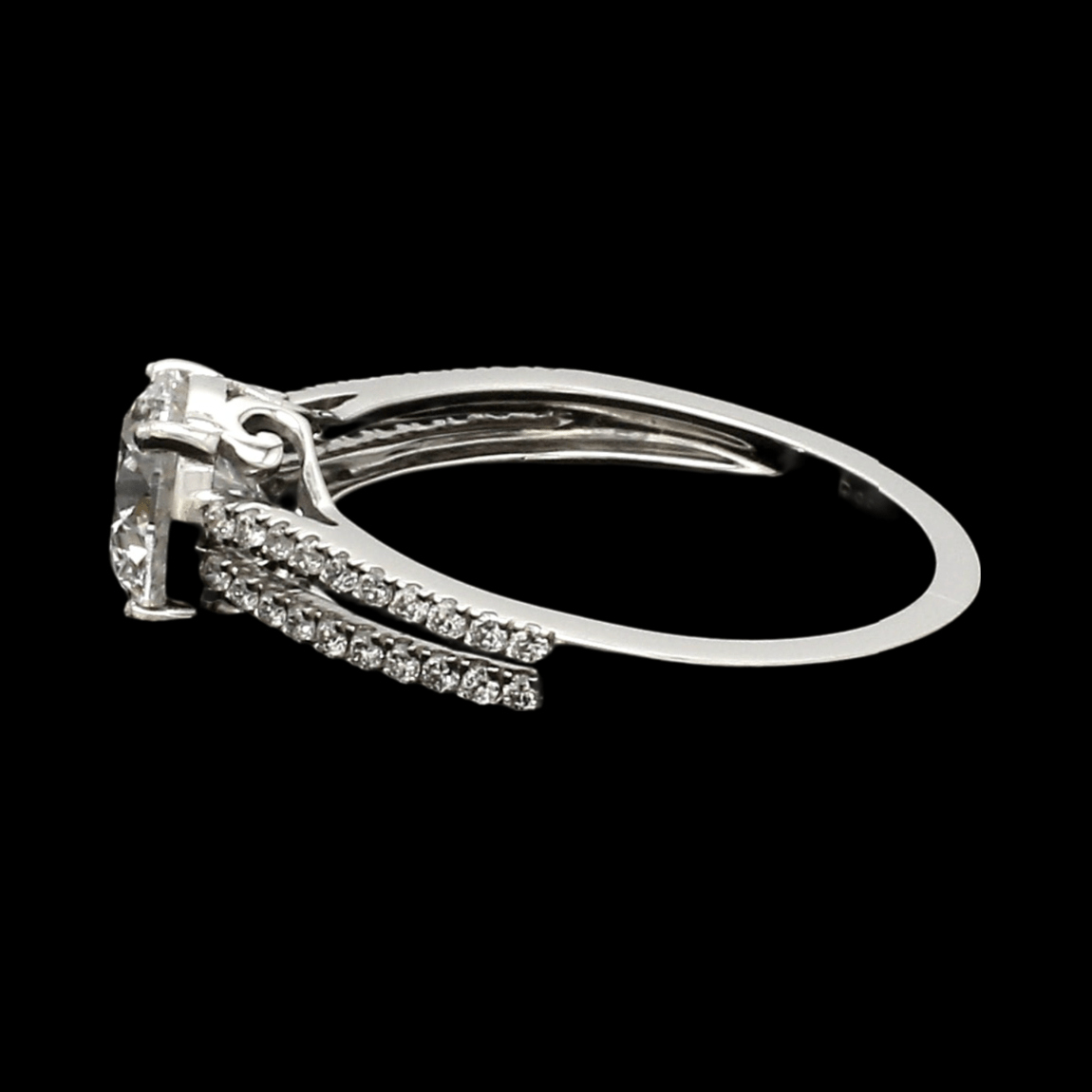 1-Carat Lab Grown Solitaire Diamond Split Shank Platinum Engagement Ring JL PT LG 1221-B
