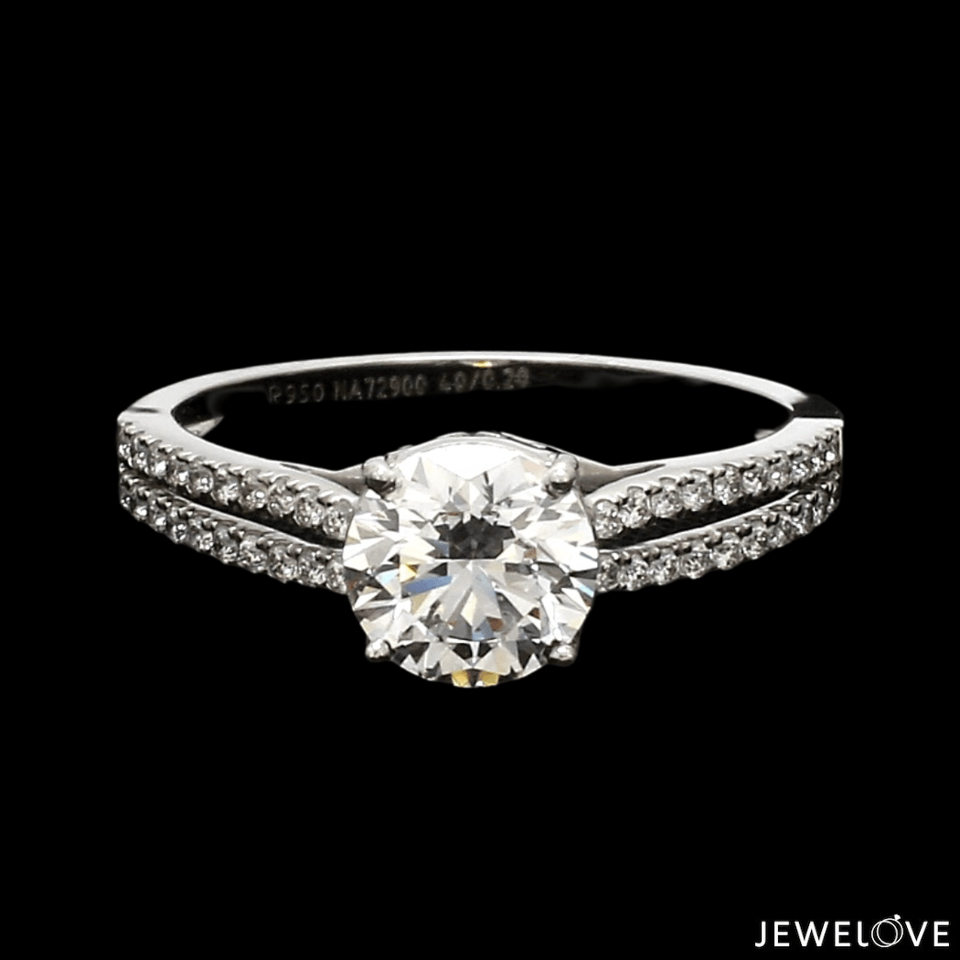 1-Carat Lab Grown Solitaire Diamond Split Shank Platinum Engagement Ring JL PT LG 1221-B