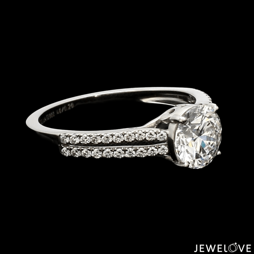 1-Carat Lab Grown Solitaire Diamond Split Shank Platinum Engagement Ring JL PT LG 1221-B