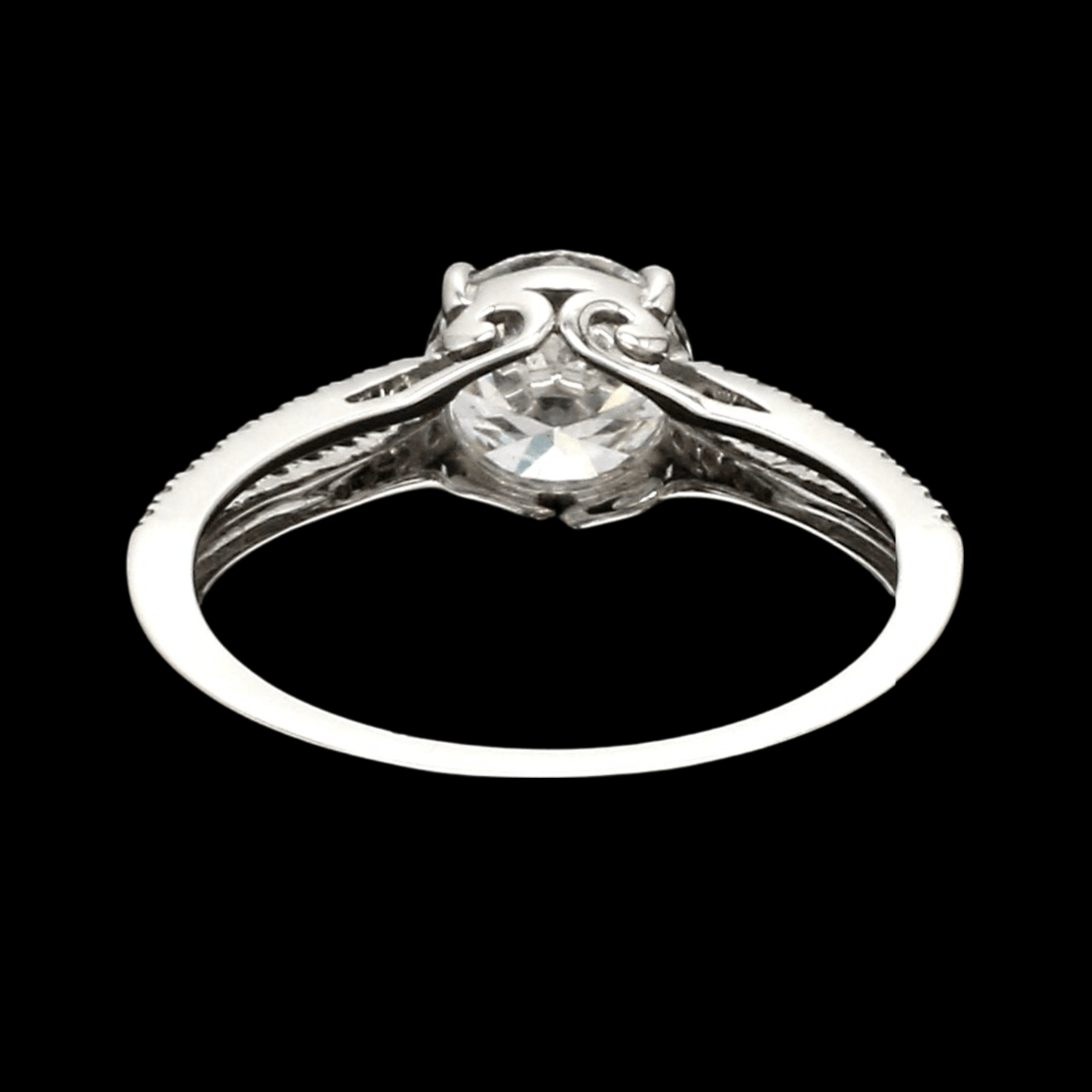 1-Carat Lab Grown Solitaire Diamond Split Shank Platinum Engagement Ring JL PT LG 1221-B