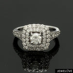 Load image into Gallery viewer, 1.50-Carat Lab Grown Solitaire Double Halo Diamond Spilt Shank Platinum Engagement Ring JL PT LG 0015
