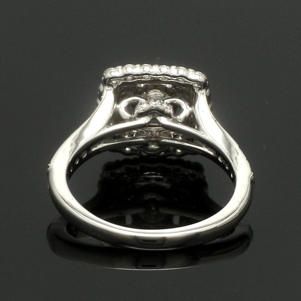 30-Pointer Solitaire Platinum Double Halo Diamond Spilt Shank Ring JL PT 0015-Z