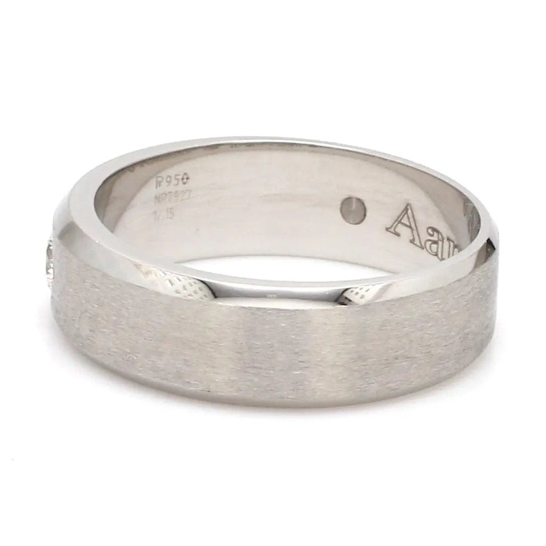 7mm Designer Single Diamond Platinum Band for Men JL PT 475