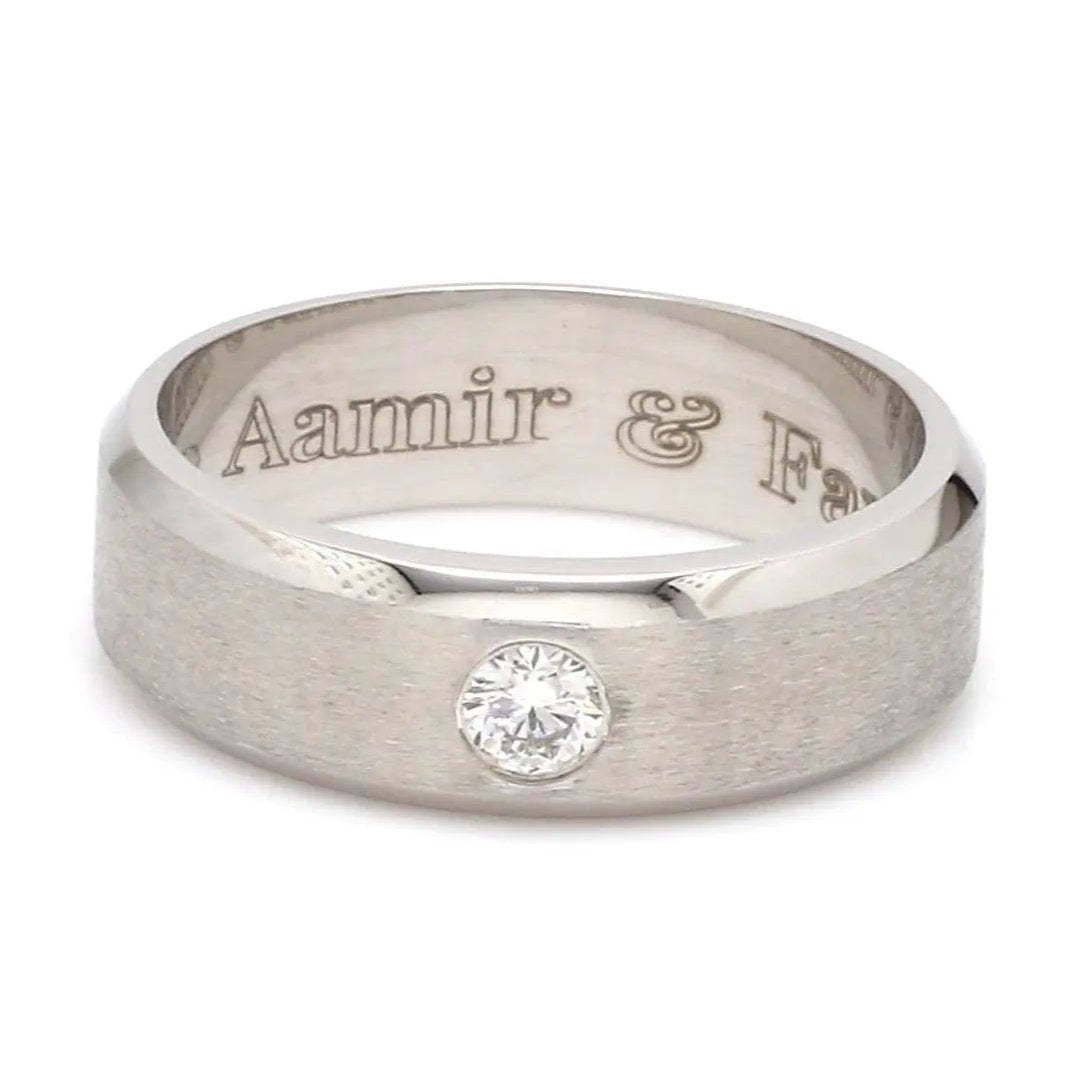 7mm Designer Single Diamond Platinum Band for Men JL PT 475
