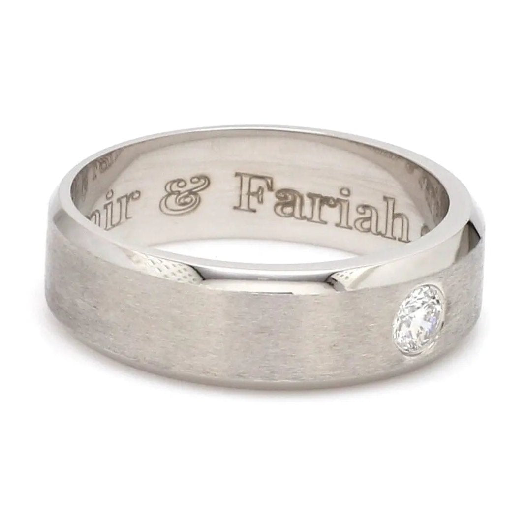 7mm Designer Single Diamond Platinum Band for Men JL PT 475